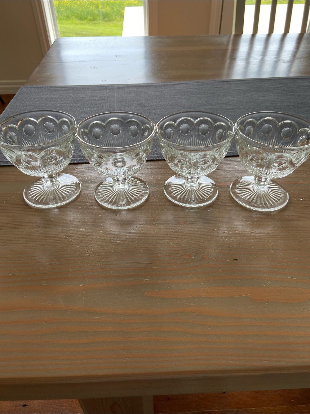 Vintage Bartlett Collins Pressed Glass Dessert Goblets / Champagne - Set of 4